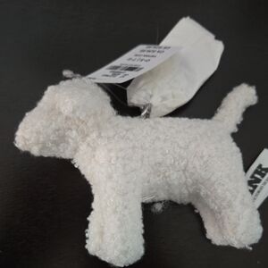 PINK Victoria's Secret Cream Plush Dog  KEY RING